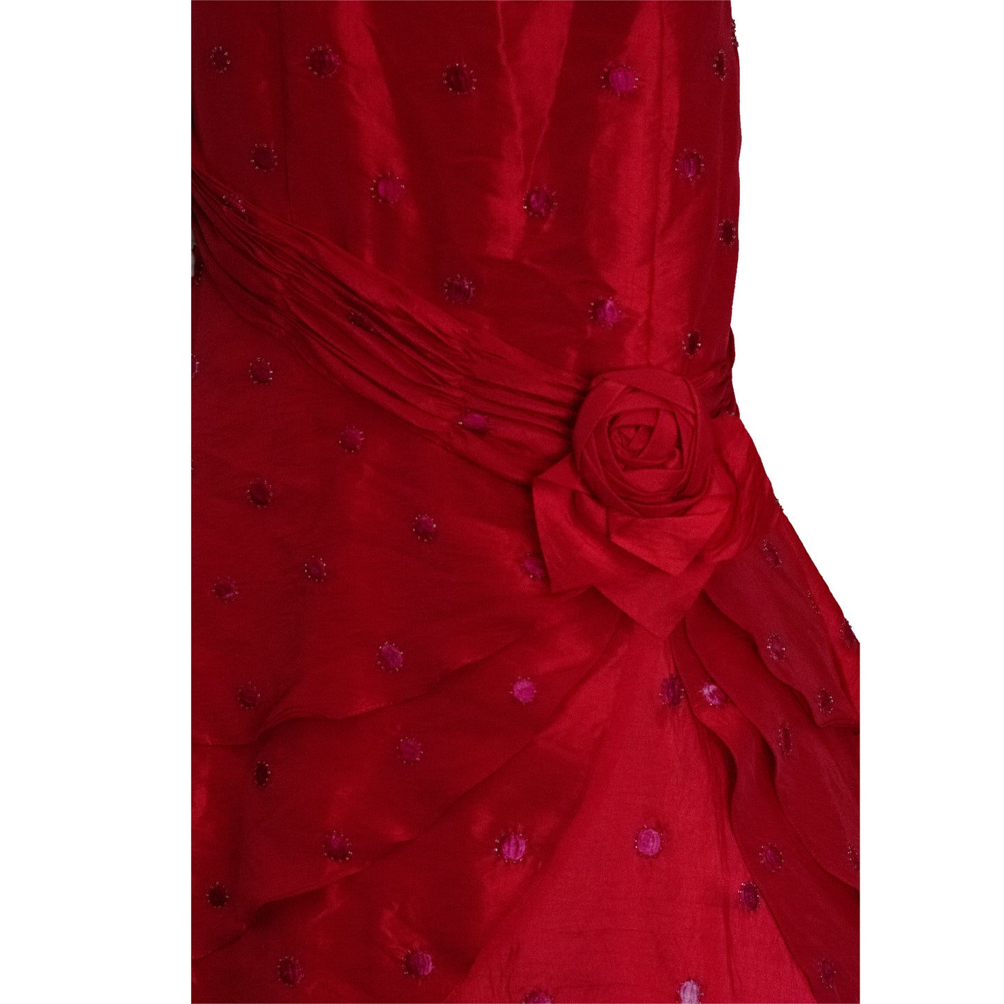 Tiffany Designs Tube-Top Ball Gown w Flower Detail Embellished Red Size 14 SKU 000356-2