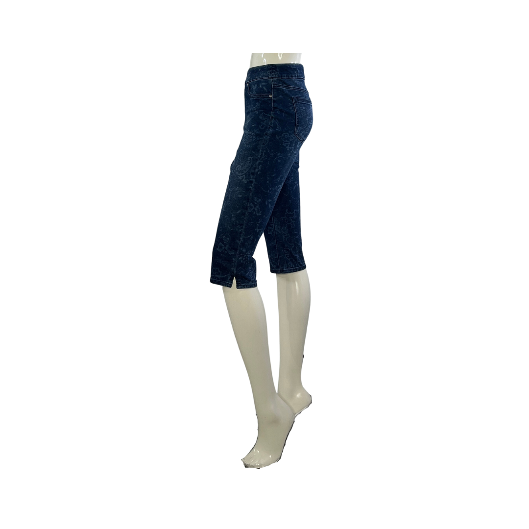 Chico's Denim Capri Pants Paisley Pattern Blue Size 0.5 SKU 000012