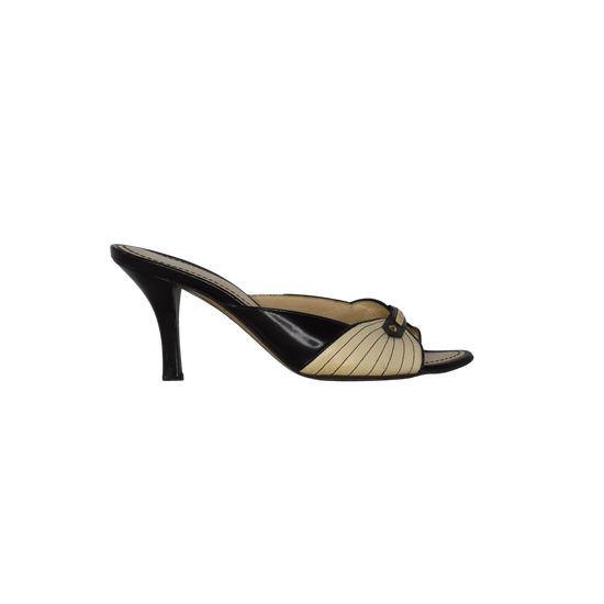 Louis Vuitton Open-Toe High Heels Cream, Black Size 36 SKU 000146-4