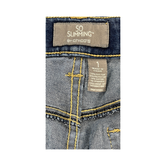 Chico's Crop Denim Jeans w Fade Dark Blue Size 1 SKU 000005