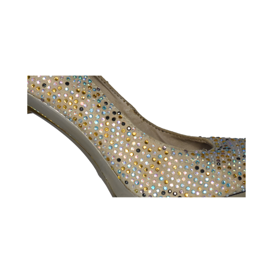 Gianmarco Lorenzi High Heel Rhinestone Embellished Tan, Multi Size 41 SKU 000091-2