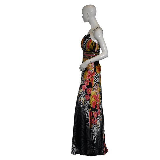 Panoply Gown Spaghetti-Strap Cross-Back Floral, Black Size 8 SKU 000365-4