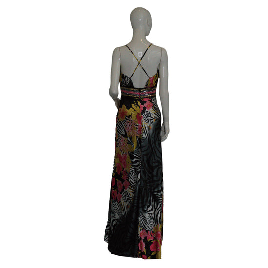 Panoply Gown Spaghetti-Strap Cross-Back Floral, Black Size 8 SKU 000365-4