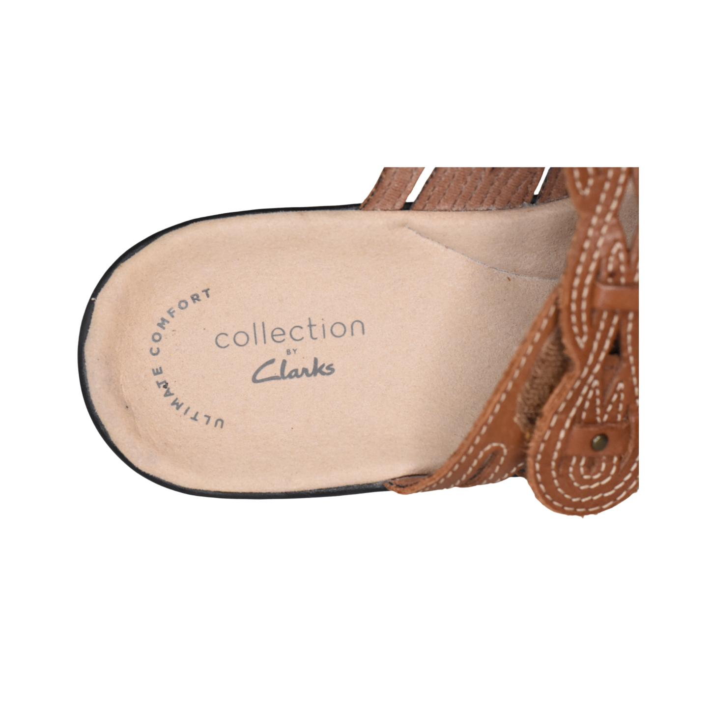 Clarks Sandal w White Stitching Brown Size 7 SKU 000339-3