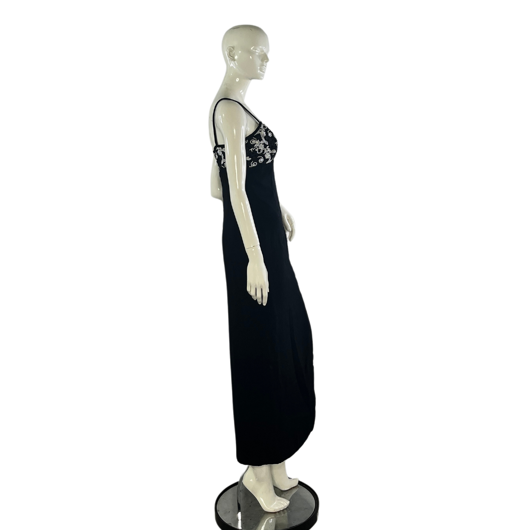 Dave & Johnny Gown Floral Embroidery Black SKU 000312