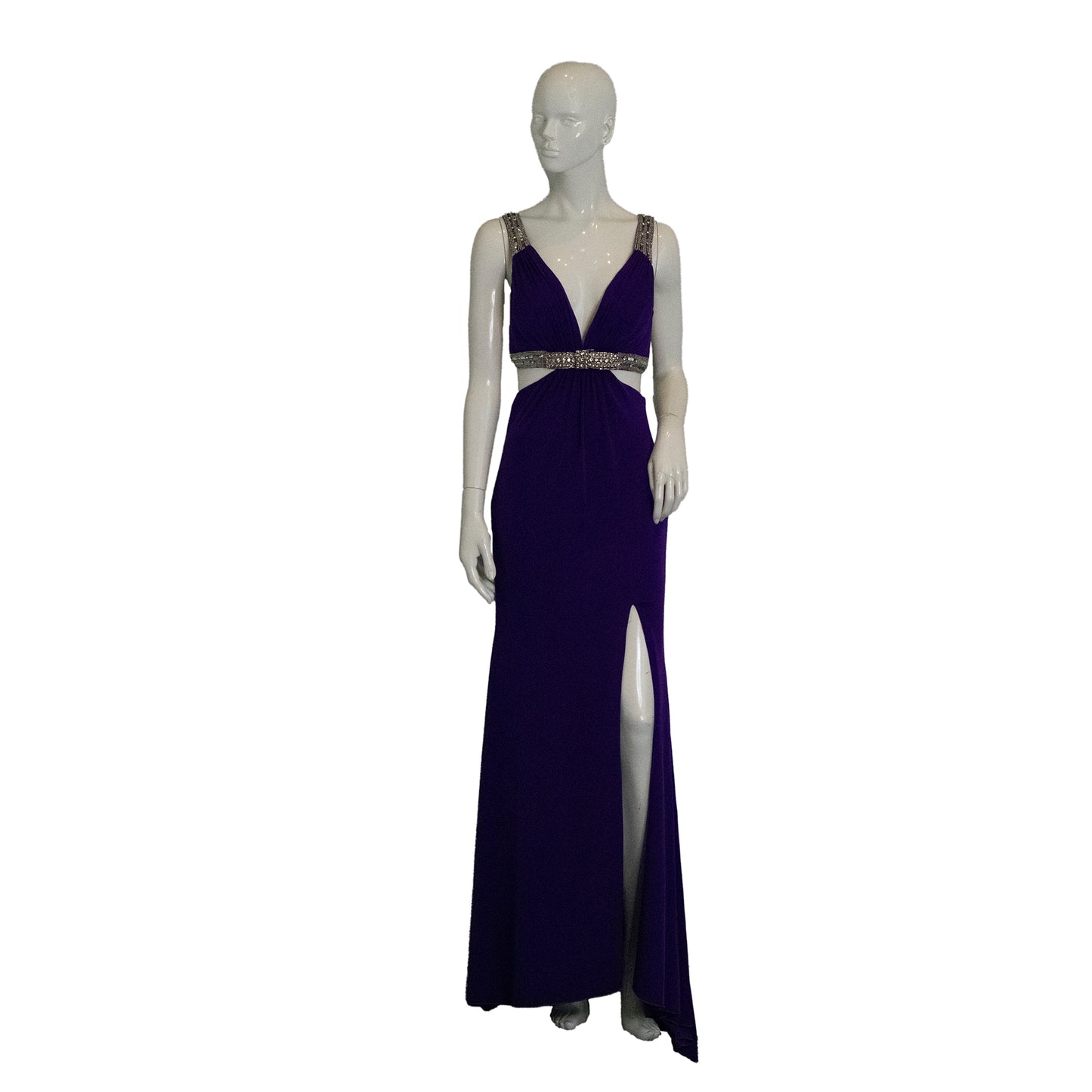 Iris Gown Floor-Length Cut-Out Embellished Purple Size 6 SKU 000356-1