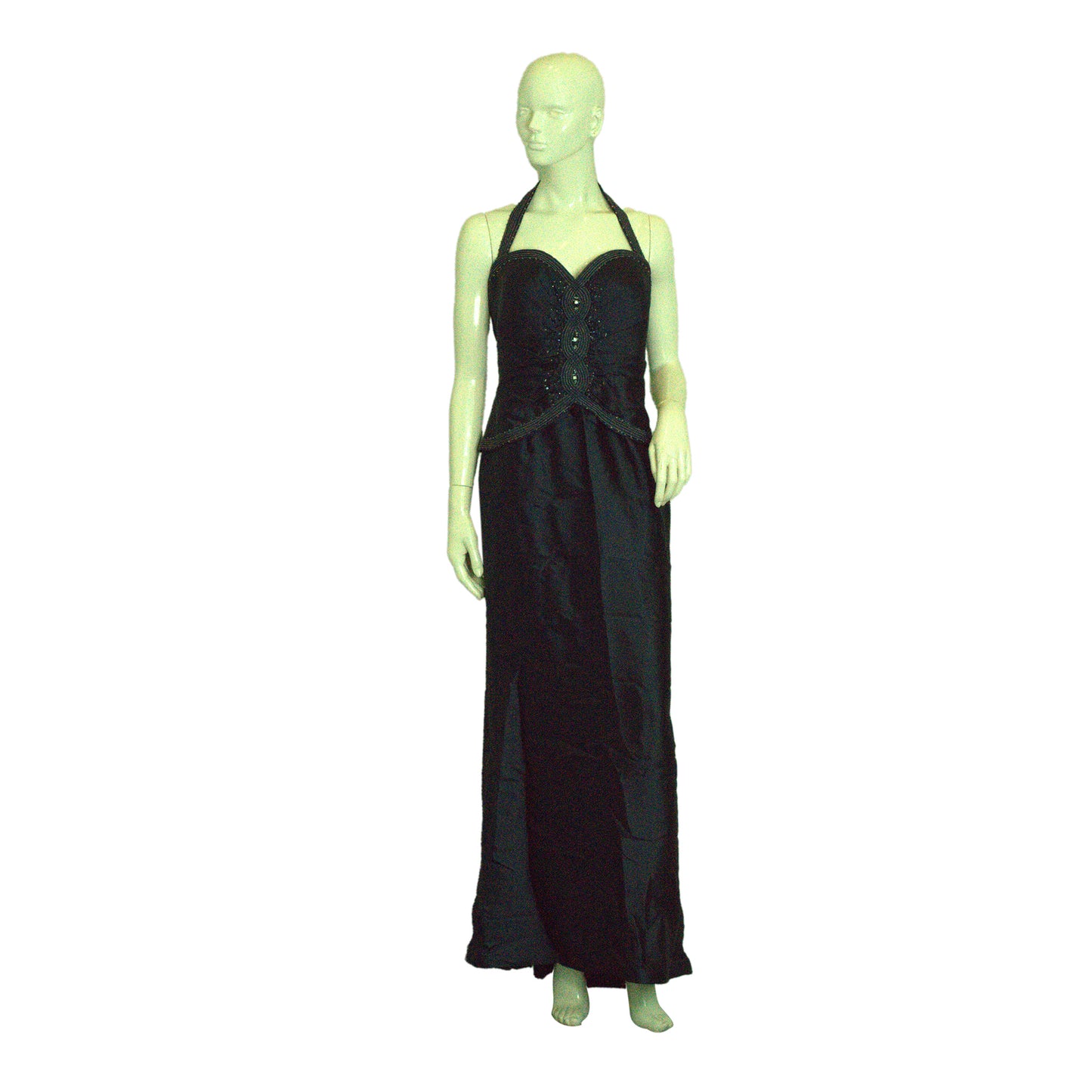 Montage Boutique Gown Halter-Neck Floor-Length Embellished Black Size 10 SKU 000364-2