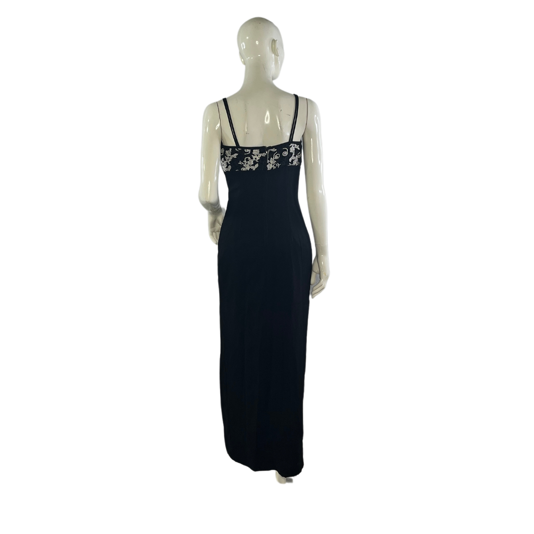 Dave & Johnny Gown Floral Embroidery Black SKU 000312