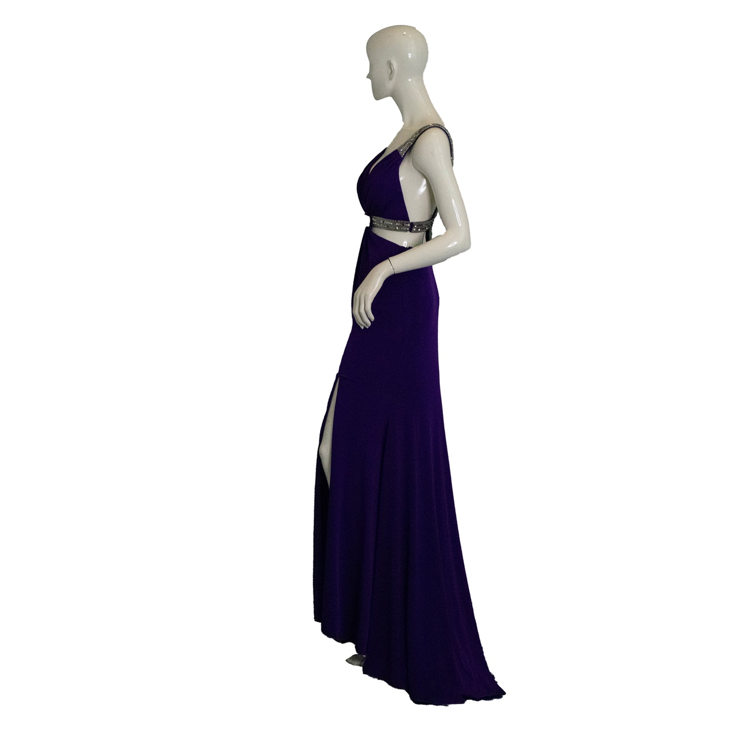 Iris Gown Floor-Length Cut-Out Embellished Purple Size 6 SKU 000356-1