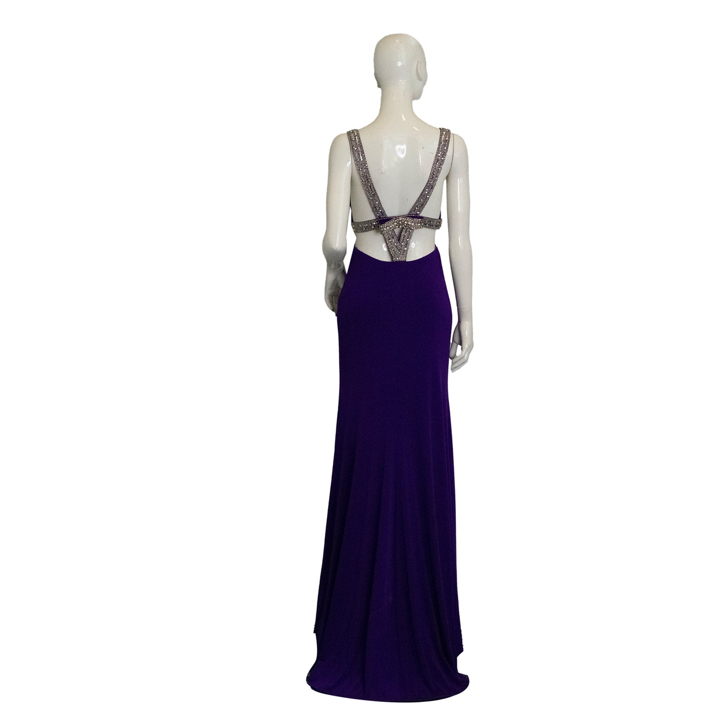 Iris Gown Floor-Length Cut-Out Embellished Purple Size 6 SKU 000356-1