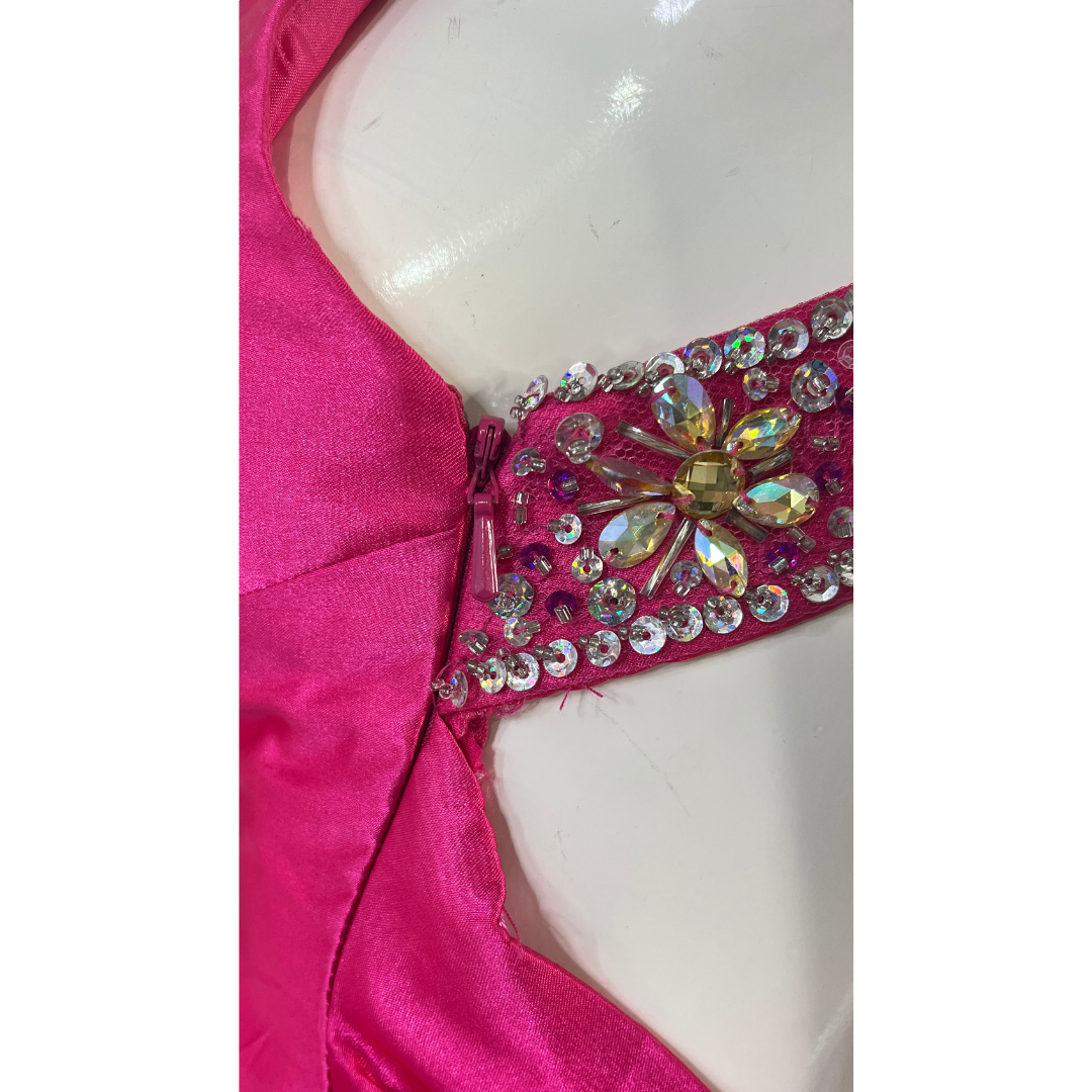 Nina Canacci Gown Embellished Hot Pink Size 8 SKU 000379