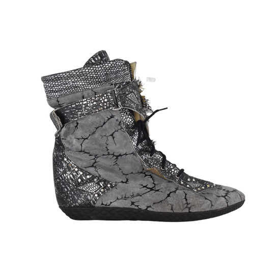 Boots Feather Details Gray, Silver Size 39 SKU 000093-2