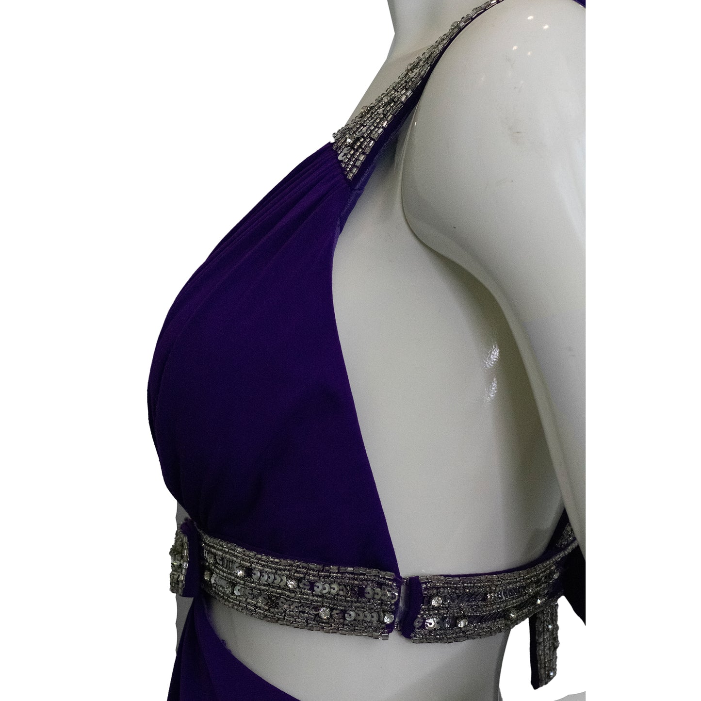 Iris Gown Floor-Length Cut-Out Embellished Purple Size 6 SKU 000356-1