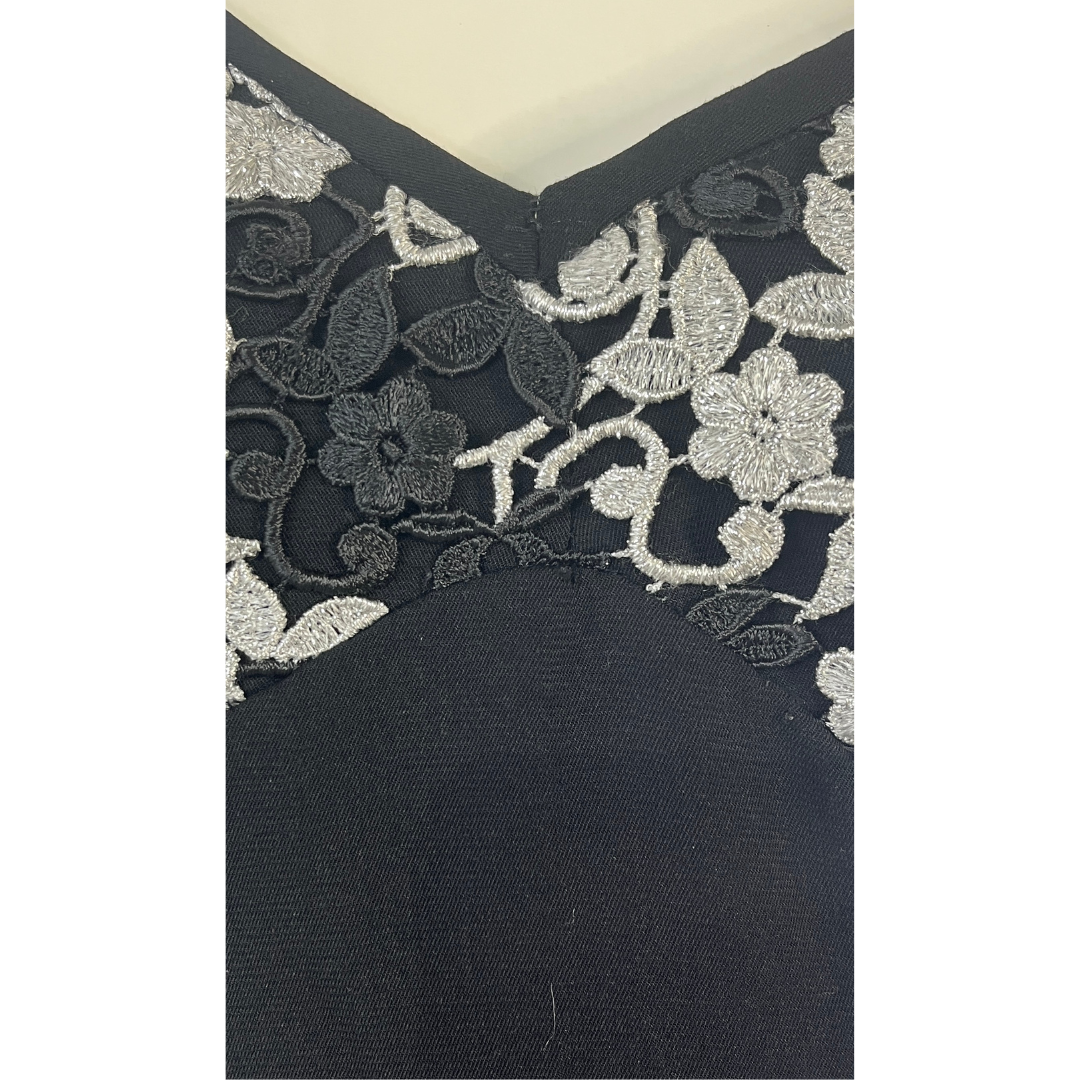 Dave & Johnny Gown Floral Embroidery Black SKU 000312