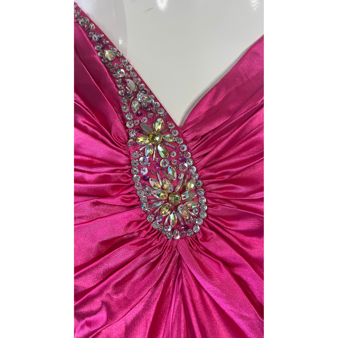 Nina Canacci Gown Embellished Hot Pink Size 8 SKU 000379