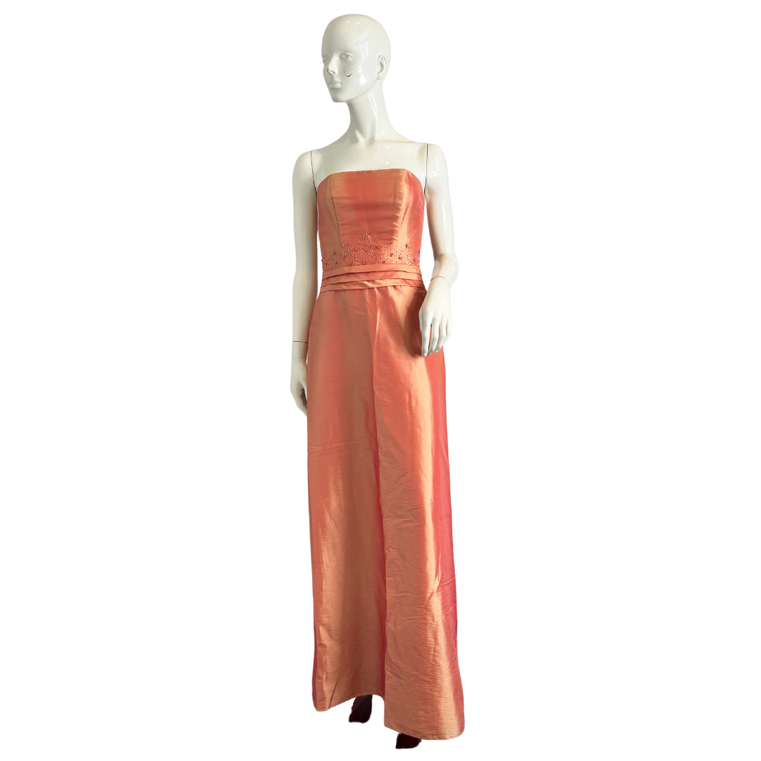 Christina Wu Gown Strapless Embellished Orange Size 4 SKU 000310