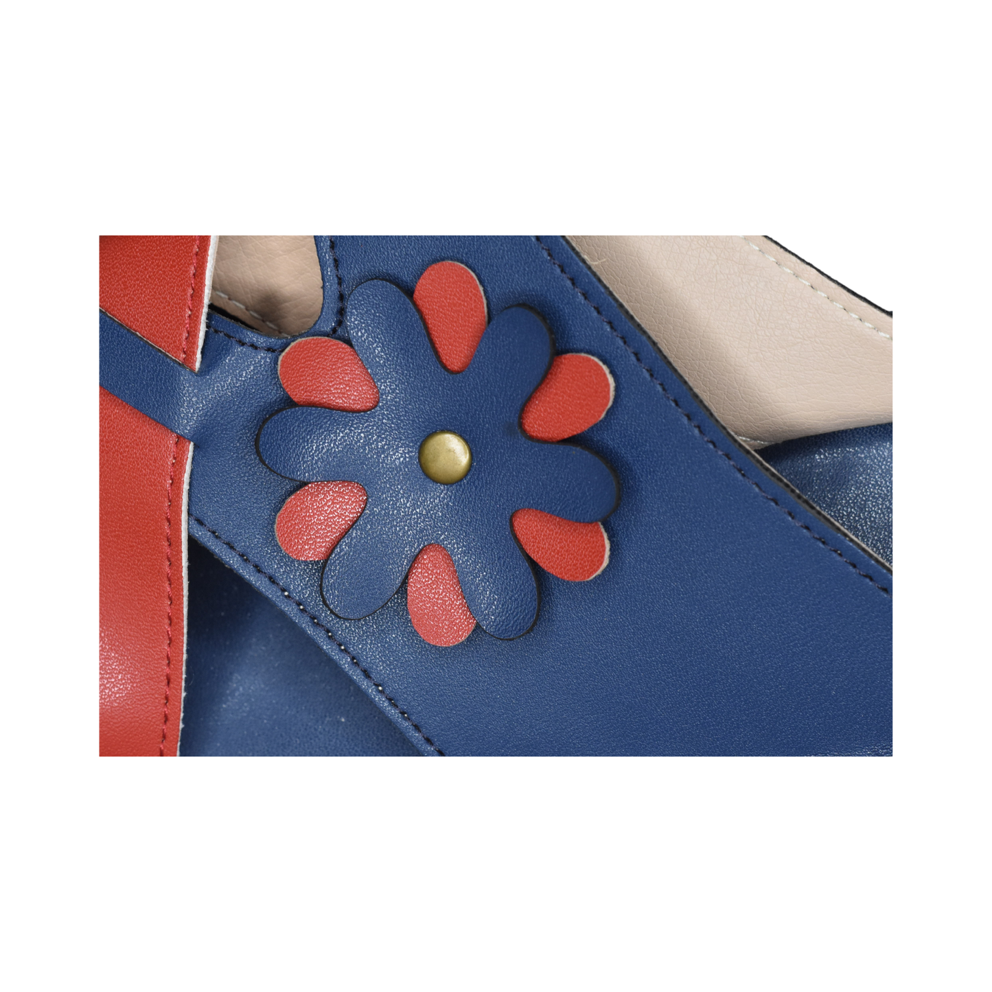 Sandal Flower Detail Blue, Red Size 37 SKU 000252-4