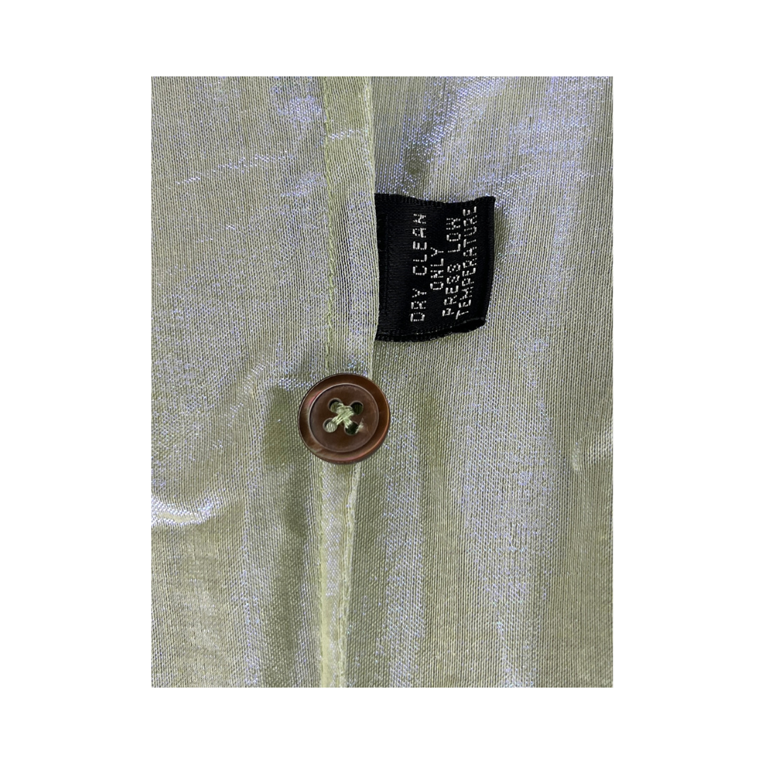 Linda Allard Ellen Tracy Top Collared Button Down Sheer Green Size 8P SKU 000012