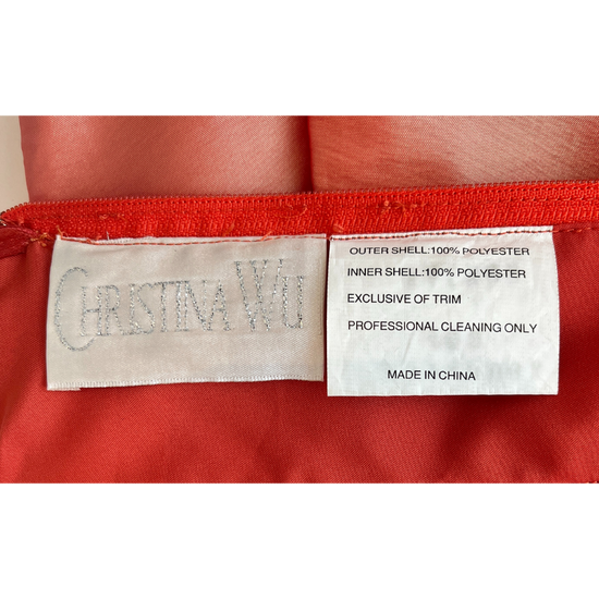 Christina Wu Gown Strapless Embellished Orange Size 4 SKU 000310