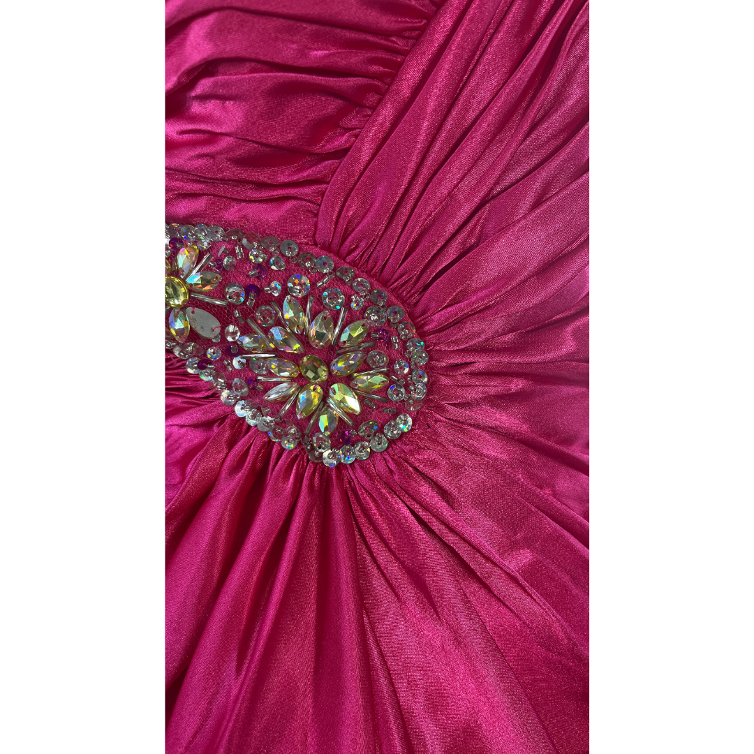 Nina Canacci Gown Embellished Hot Pink Size 8 SKU 000379