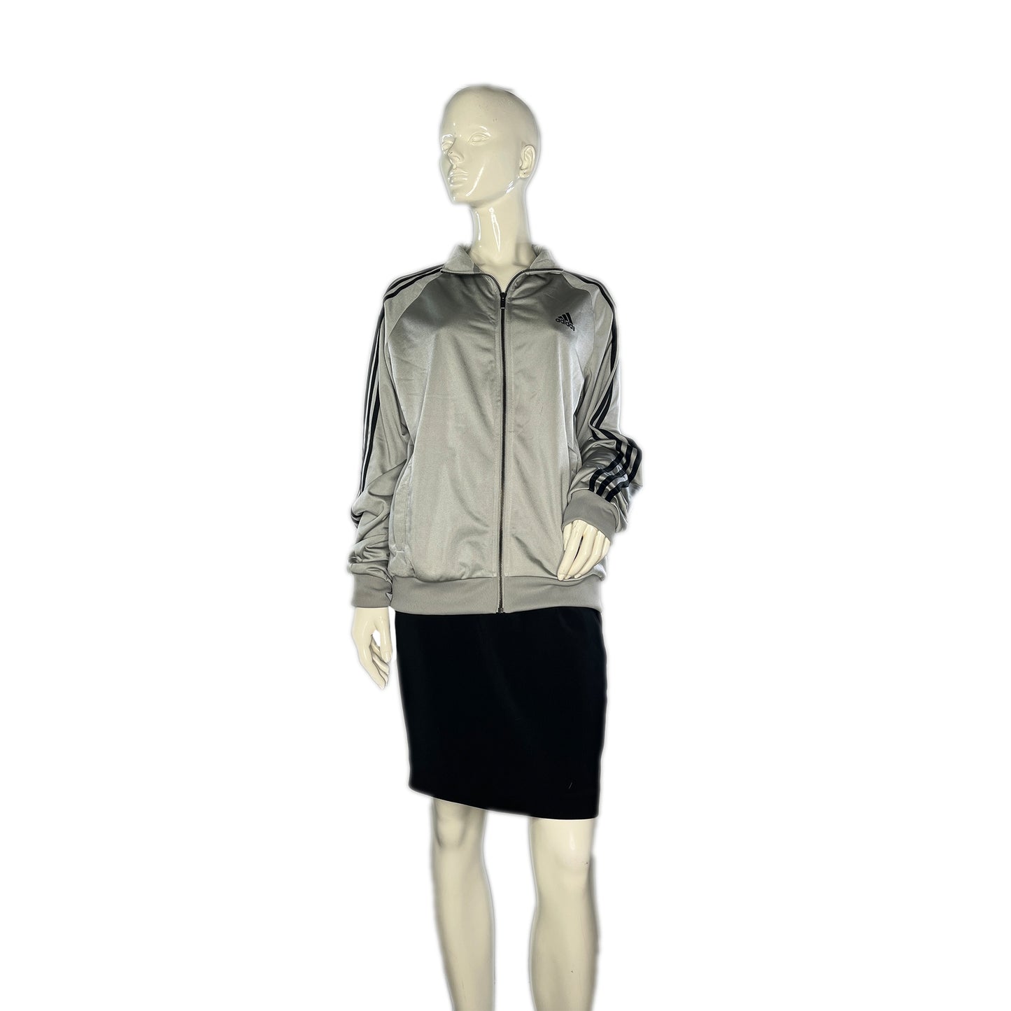 Adidas Jacket Stiped-Sleeve Zip-Up Gray, Black Size M SKU 000079-1