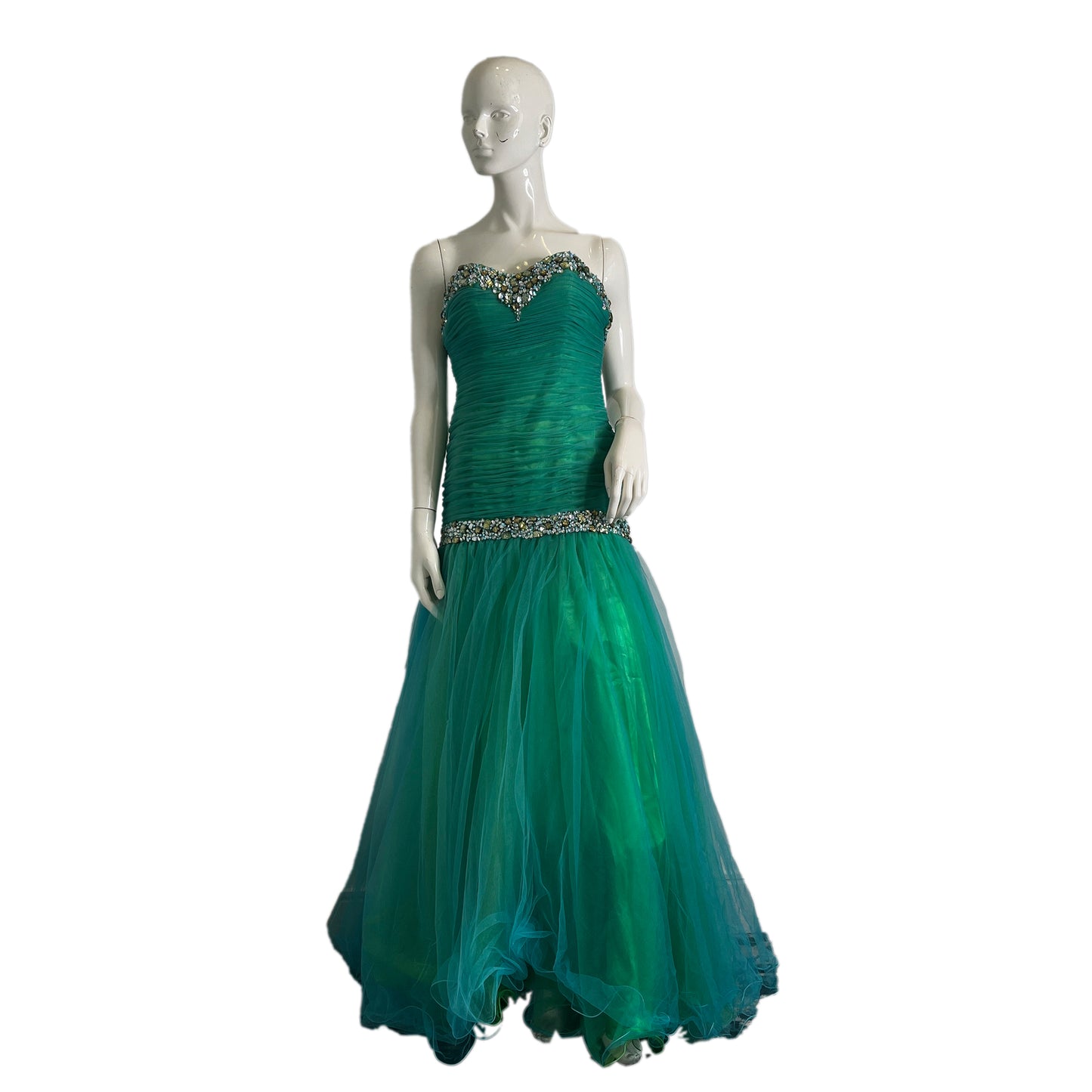 Alyce Designs Gown Strapless Rhinestone Embellished Green Size 4 SKU 000350-1