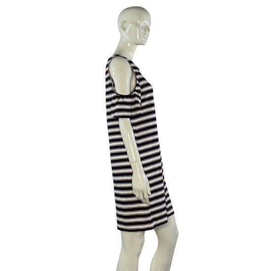 Ann Taylor Dress Open-Shoulder Stripes Above-Knee Blue, Pink, White Size S SKU 000067-1
