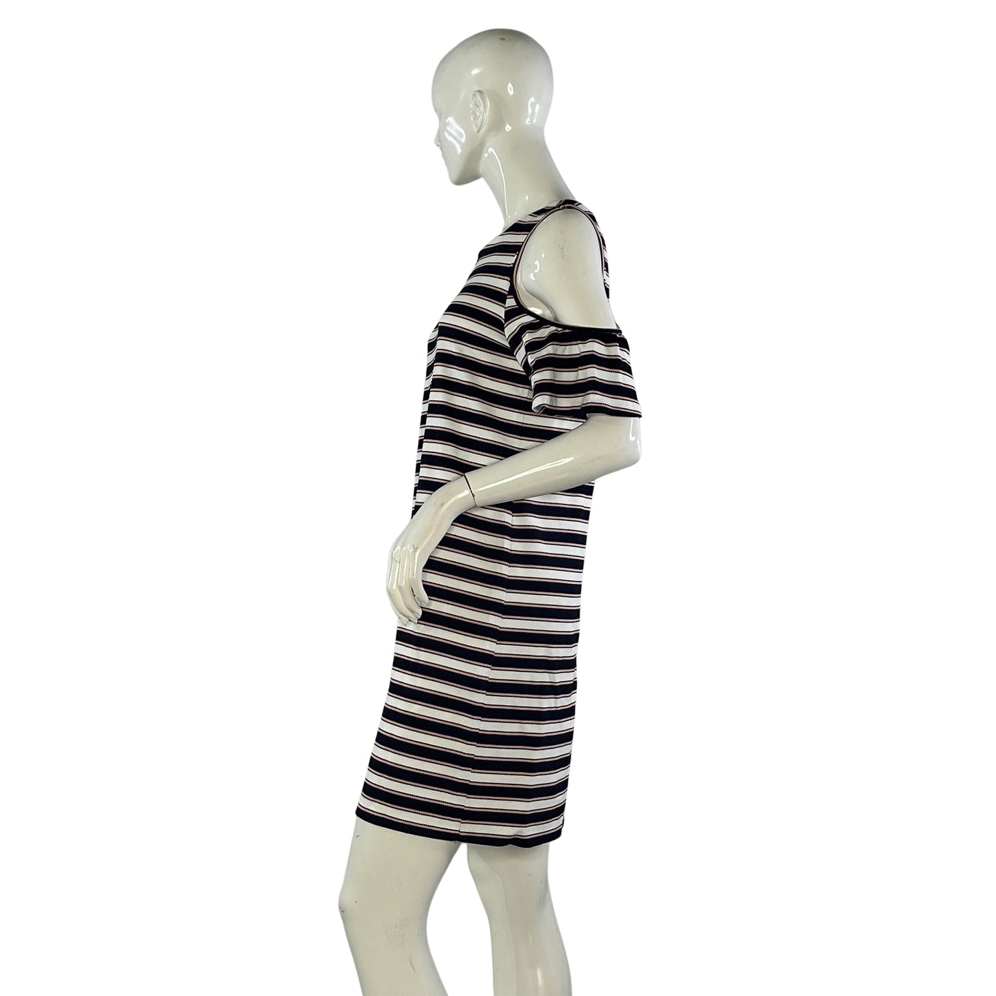 Ann Taylor Dress Open-Shoulder Stripes Above-Knee Blue, Pink, White Size S SKU 000067-1