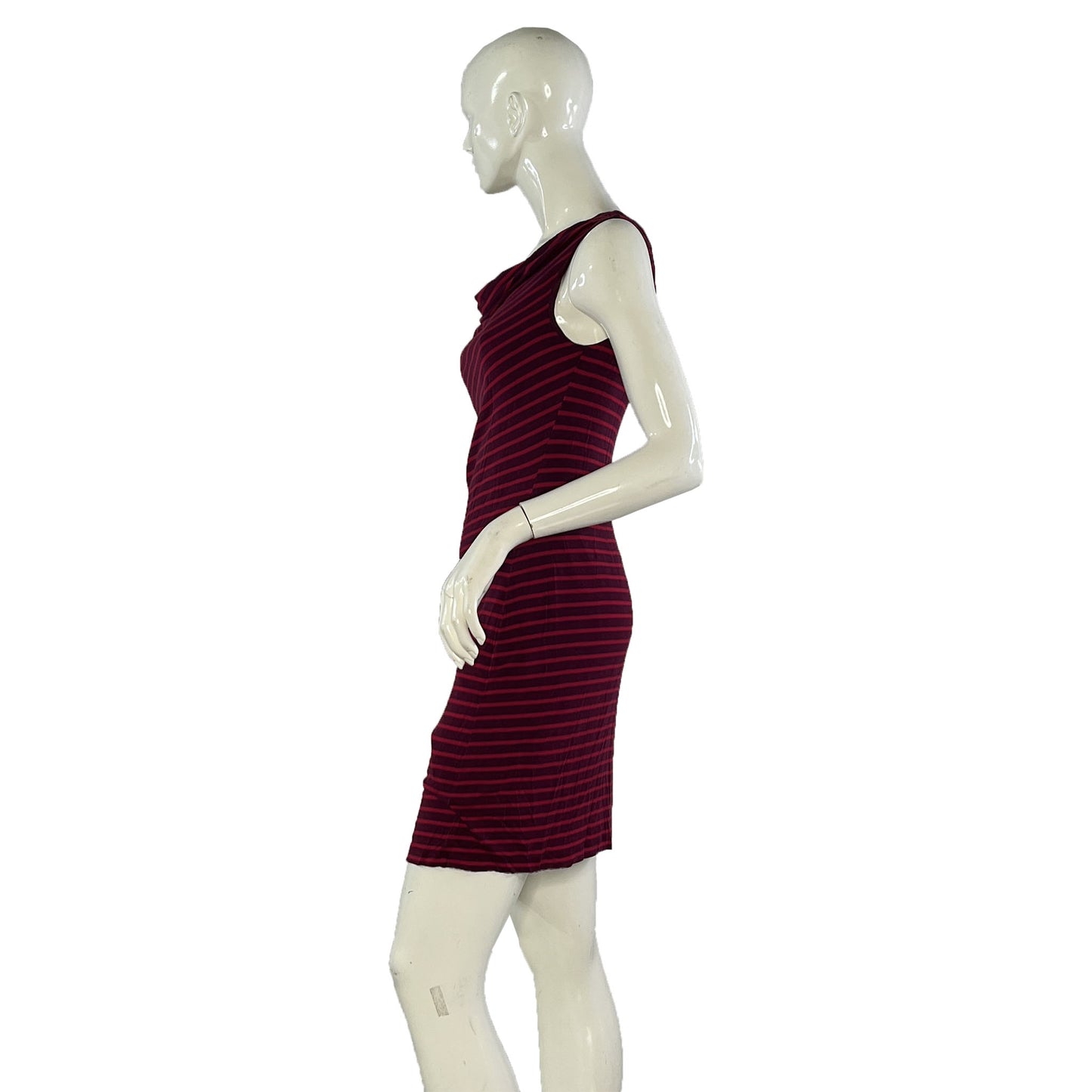 Ann Taylor Dress Above-Knee Sleeveless Cowl-Neck Striped Red, Dark Red Size SP SKU 000067-2