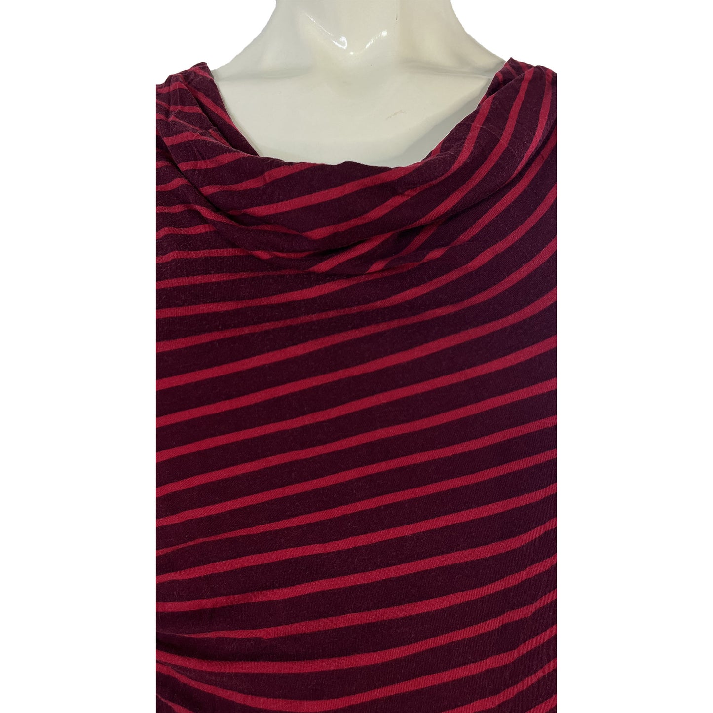 Ann Taylor Dress Above-Knee Sleeveless Cowl-Neck Striped Red, Dark Red Size SP SKU 000067-2