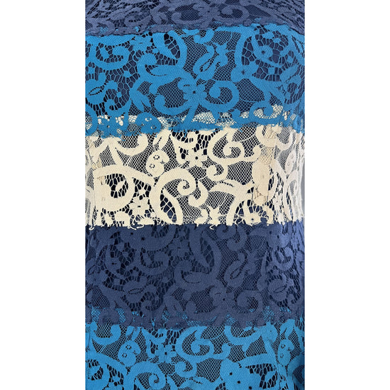 Ann Taylor Dress Floral Color-Block Lace Navy, Teal, Cream Size 2P SKU Designers On A Dime Ann Taylor Dress Floral Color-Block Lace Navy, Teal, Cream Size 2P SKU Designers On A Dime