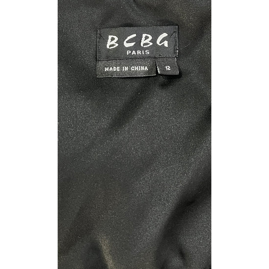 BCBG Dress V-Neck Sleeveless Paisley Pattern Embellished Black, Cream Size 12 SKU 000077-2