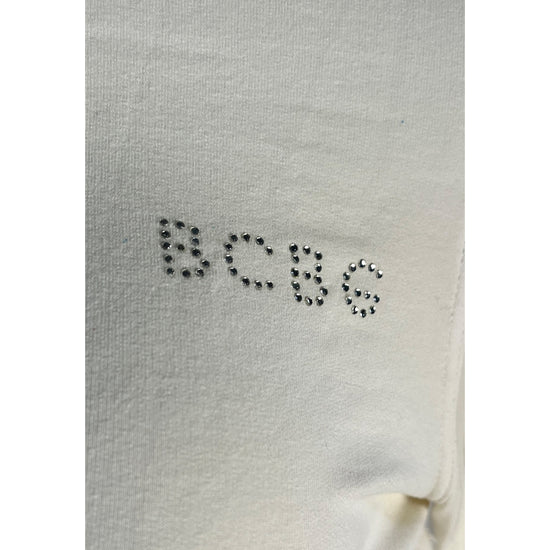 BCBG Zip-Up Hoodie "BCBG" Rhinestone Logo Embellishment White Size S SKU 000295-14
