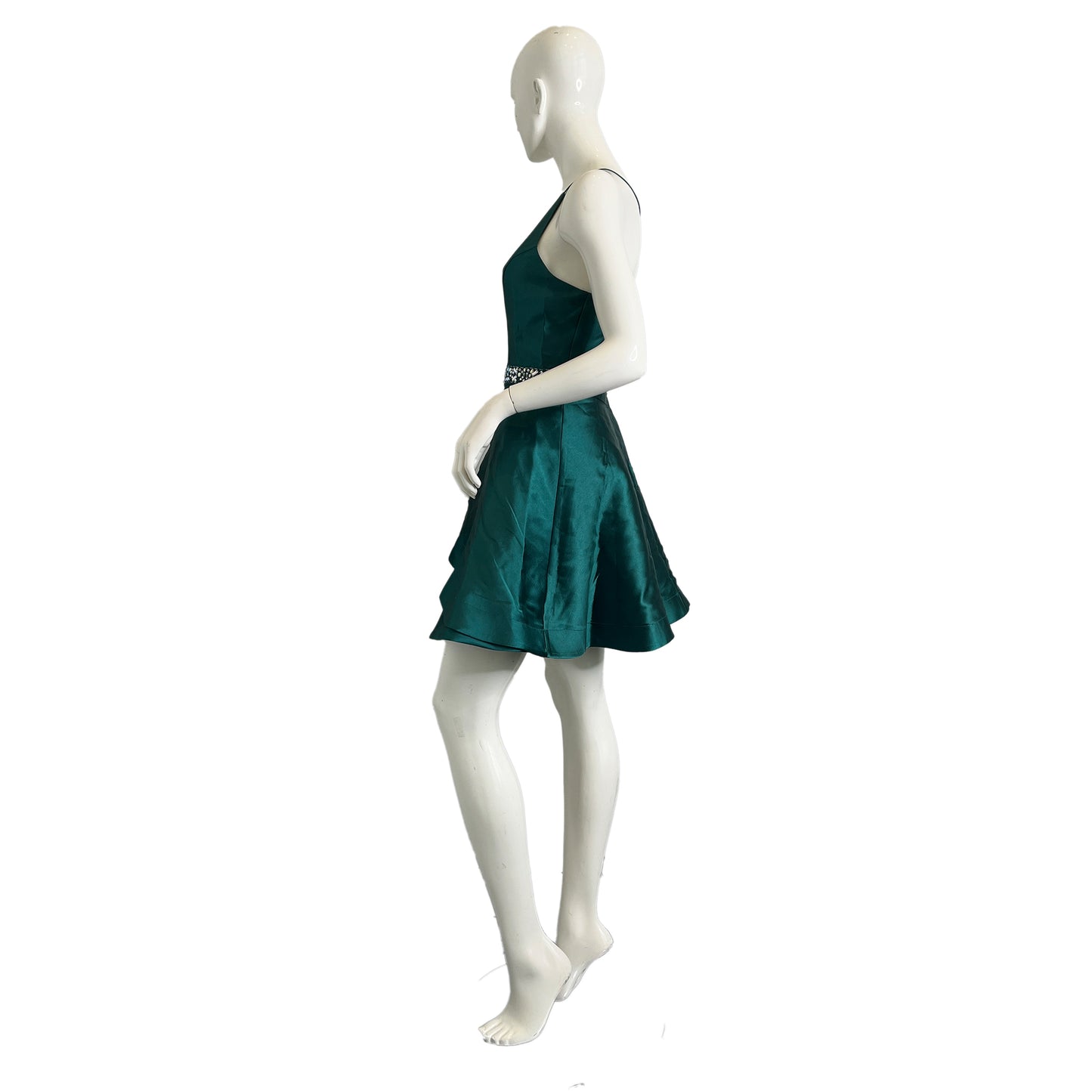 BCX Cocktail Dress Cross-Back Rhinestone Embellished Emerald Size 13 S Designers On A Dime BCX Cocktail Dress Cross-Back Rhinestone Embellished Emerald Size 13 S Designers On A Dime