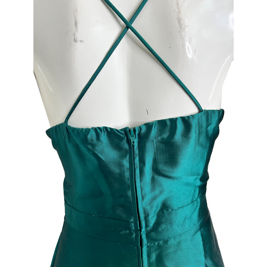 BCX Cocktail Dress Cross-Back Rhinestone Embellished Emerald Size 13 SKU 000351-5