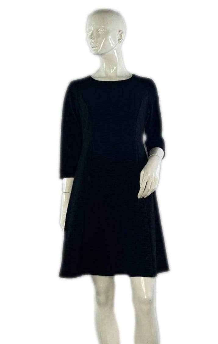 Calvin Klein Dress 3/4 Sleeves Horizontal-Ribbing Black Size 10 SKU 00 –  Designers On A Dime