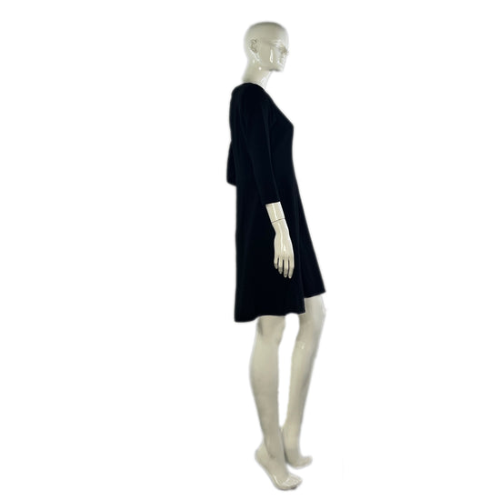 Calvin Klein Dress 3/4 Sleeves Horizontal-Ribbing Black Size 10 SKU 000078-2