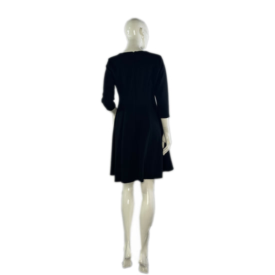 Calvin Klein Dress 3/4 Sleeves Horizontal-Ribbing Black Size 10 SKU 000078-2