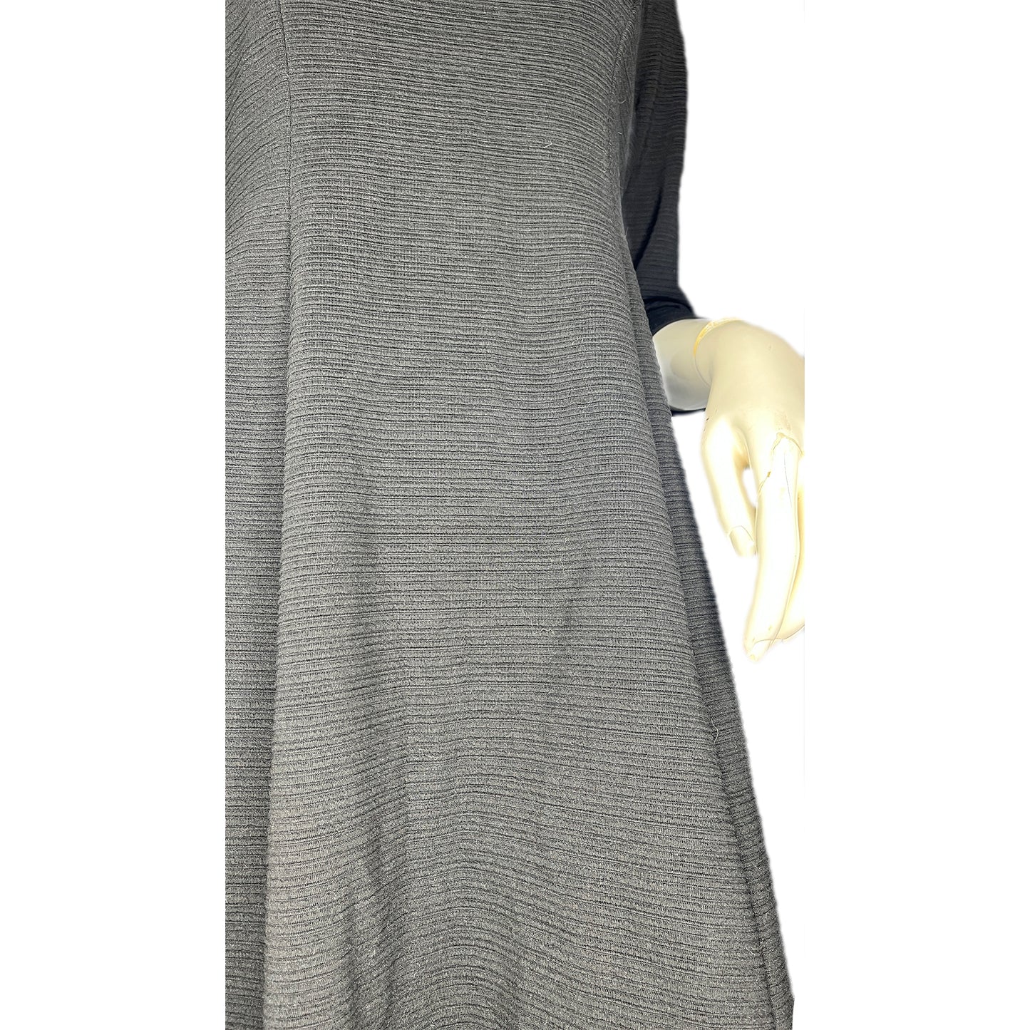 Calvin Klein Dress 3/4 Sleeves Horizontal-Ribbing Black Size 10 SKU 000078-2