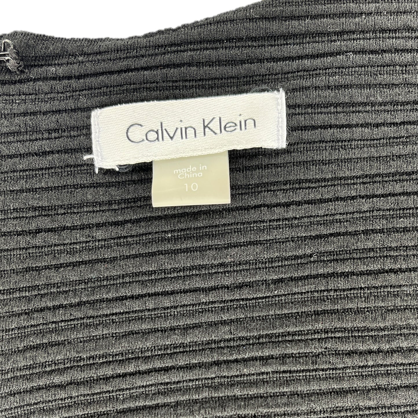 Calvin Klein Dress 3/4 Sleeves Horizontal-Ribbing Black Size 10 SKU 00 Designers On A Dime Calvin Klein Dress 3/4 Sleeves Horizontal-Ribbing Black Size 10 SKU 00 Designers On A Dime