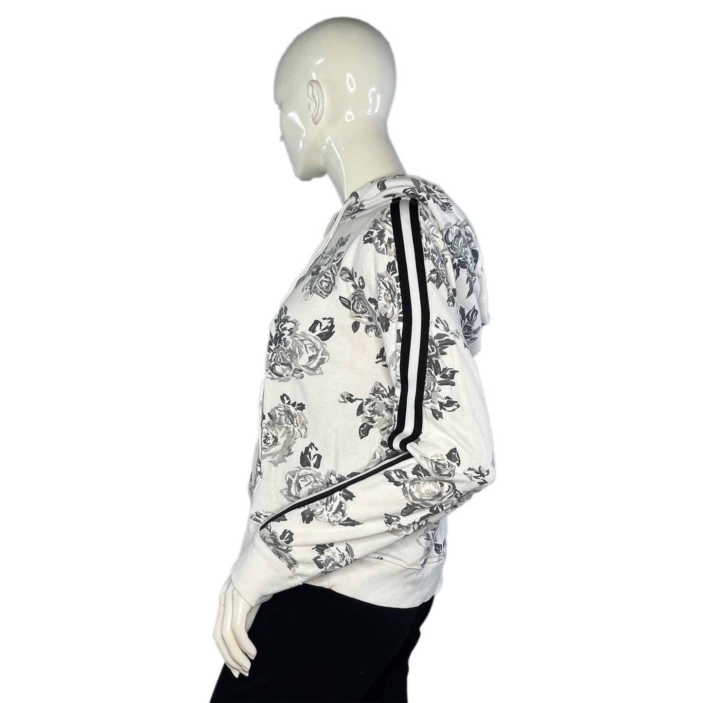 Calvin Klein Pull-Over Hoodie Floral Stripe-Arm Black, Gray, White Size M SKU 000295-16