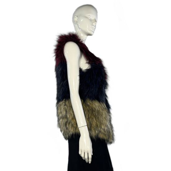 Cusp By Neiman Marcus Vest Fur Maroon, Blue, Tan Size S SKU 000042-2