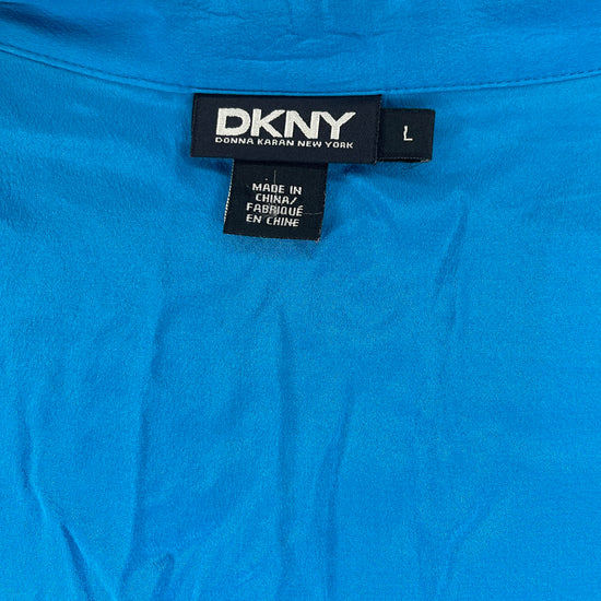 DKNY Dress Short Sleeves Button Down Knot Detail Turquoise Size L SKU 000236-7