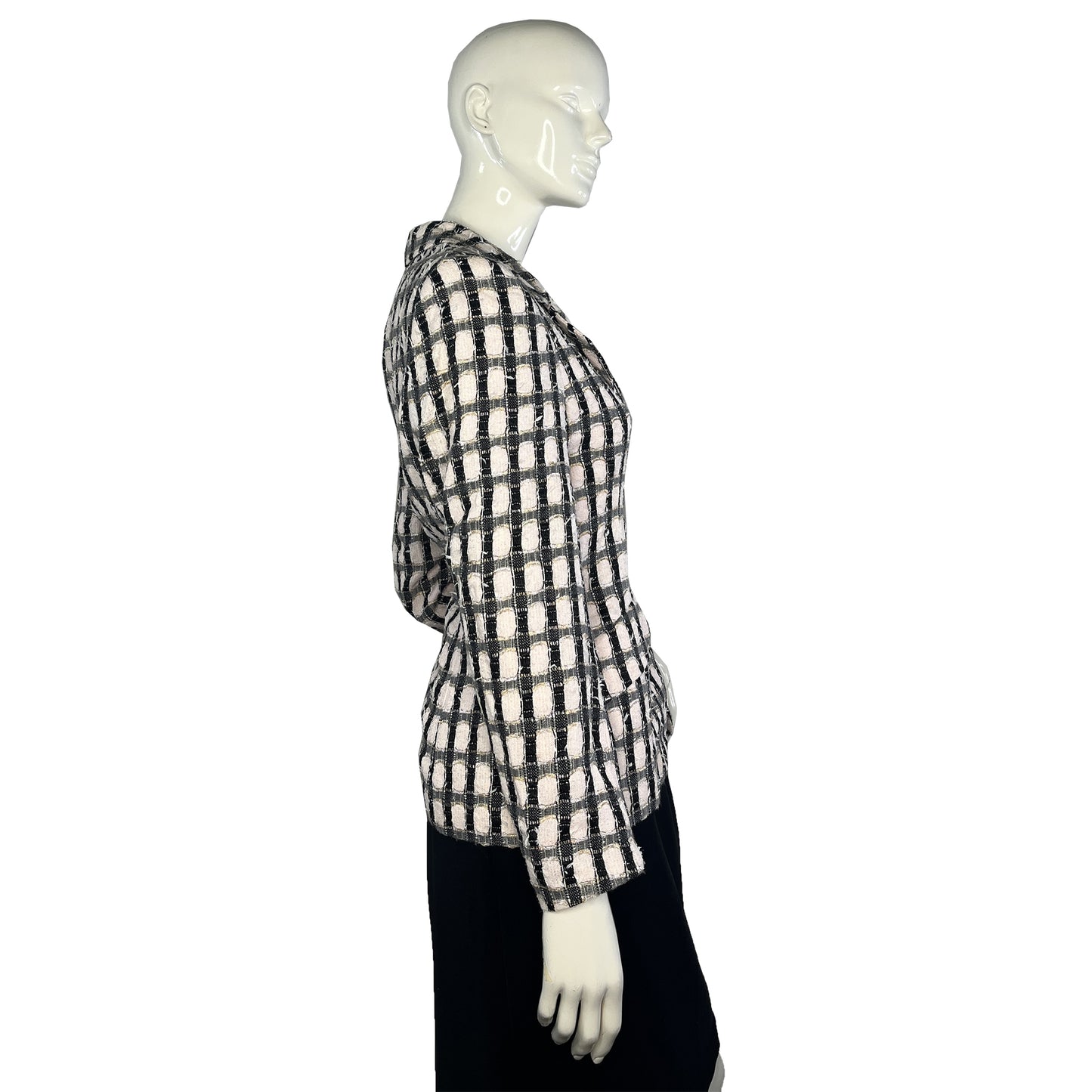 Ecaille by Maxy Blazer Plaid 2-Rhinestone-Button Pink Size 42 SKU 000413