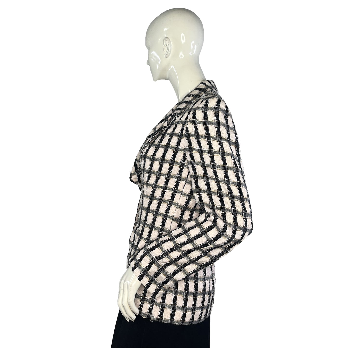 Ecaille by Maxy Blazer Plaid 2-Rhinestone-Button Pink Size 42 SKU 000413