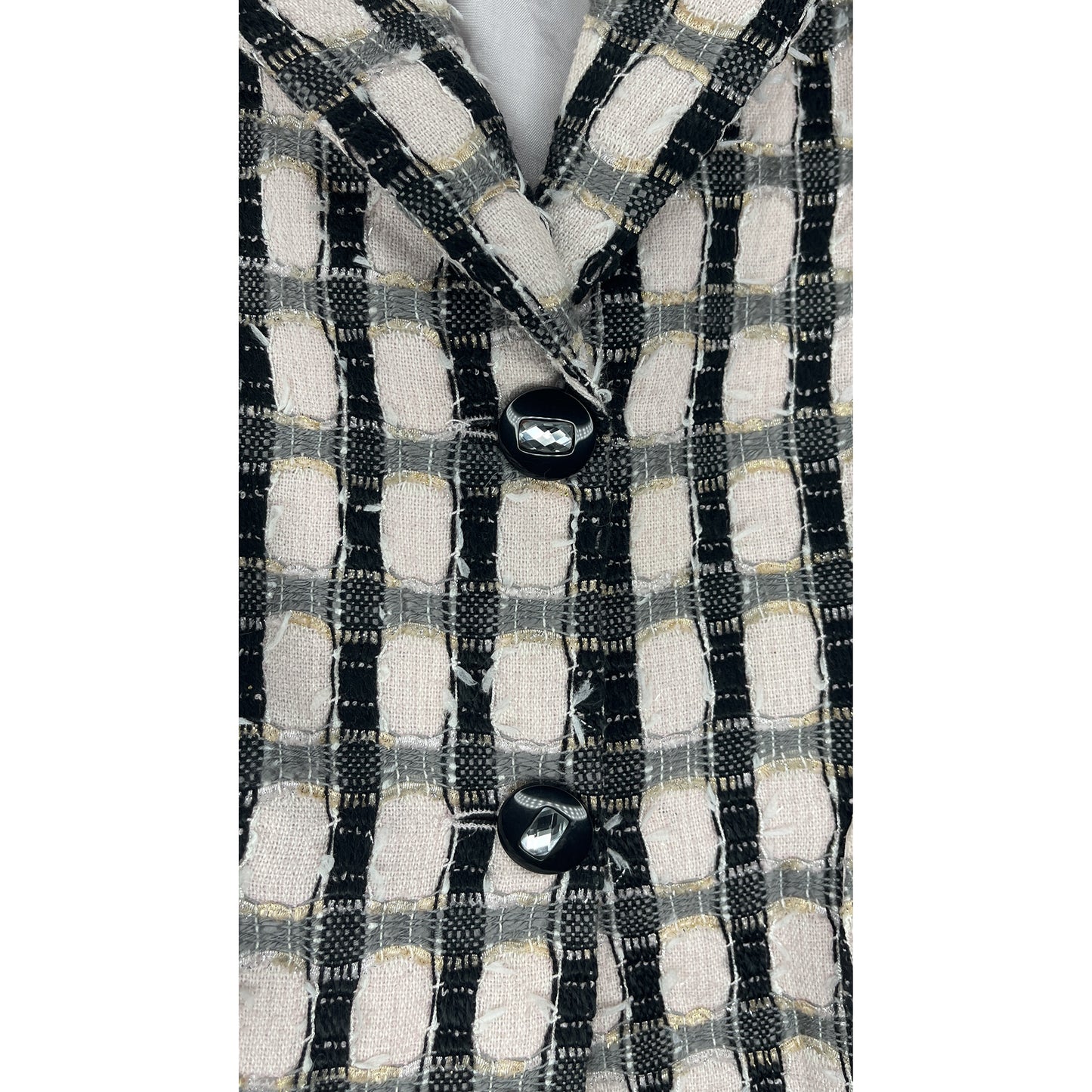 Ecaille by Maxy Blazer Plaid 2-Rhinestone-Button Pink Size 42 SKU 000413
