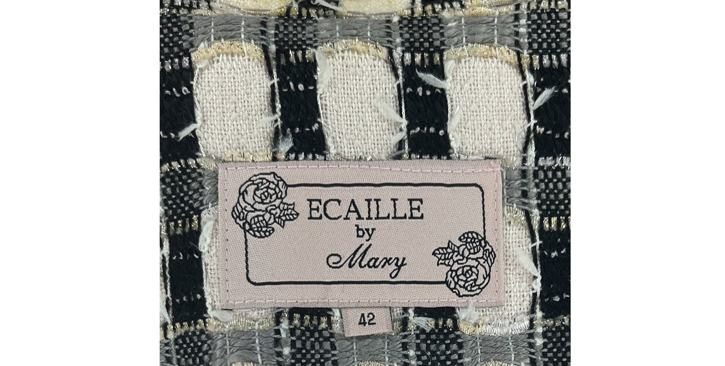 Ecaille by Maxy Blazer Plaid 2-Rhinestone-Button Pink Size 42 SKU 000413