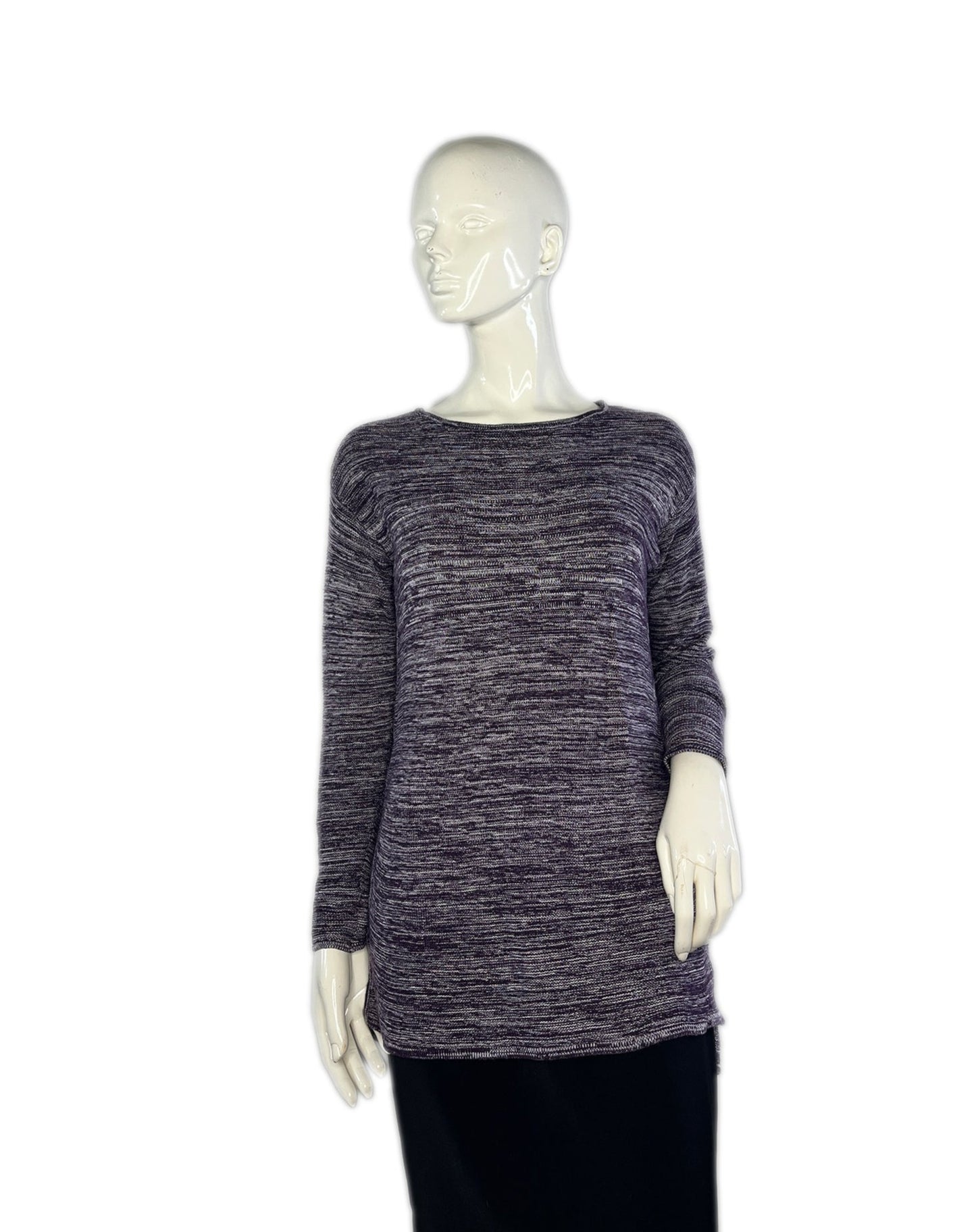 Ellen Tracy Top Long Sleeves Knit Purple, White Size M SKU 000256-8