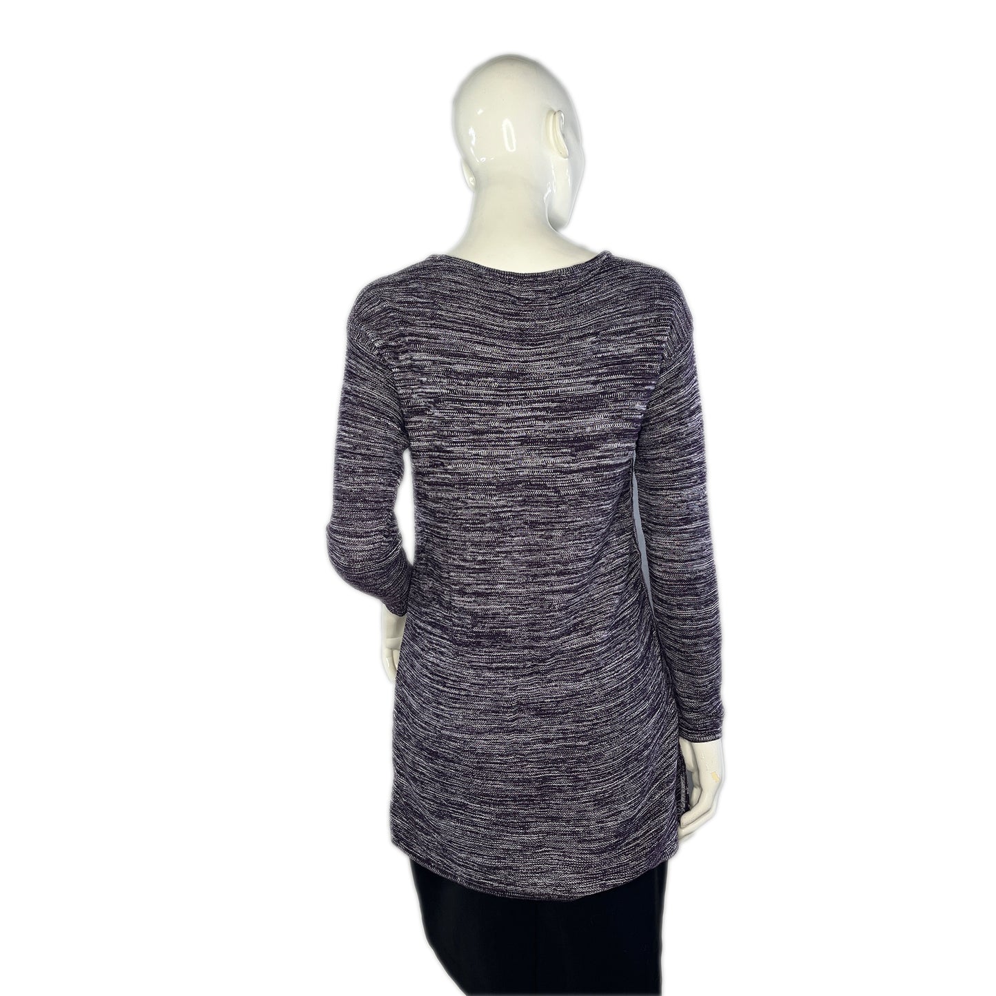 Ellen Tracy Top Long Sleeves Knit Purple, White Size M SKU 000256-8
