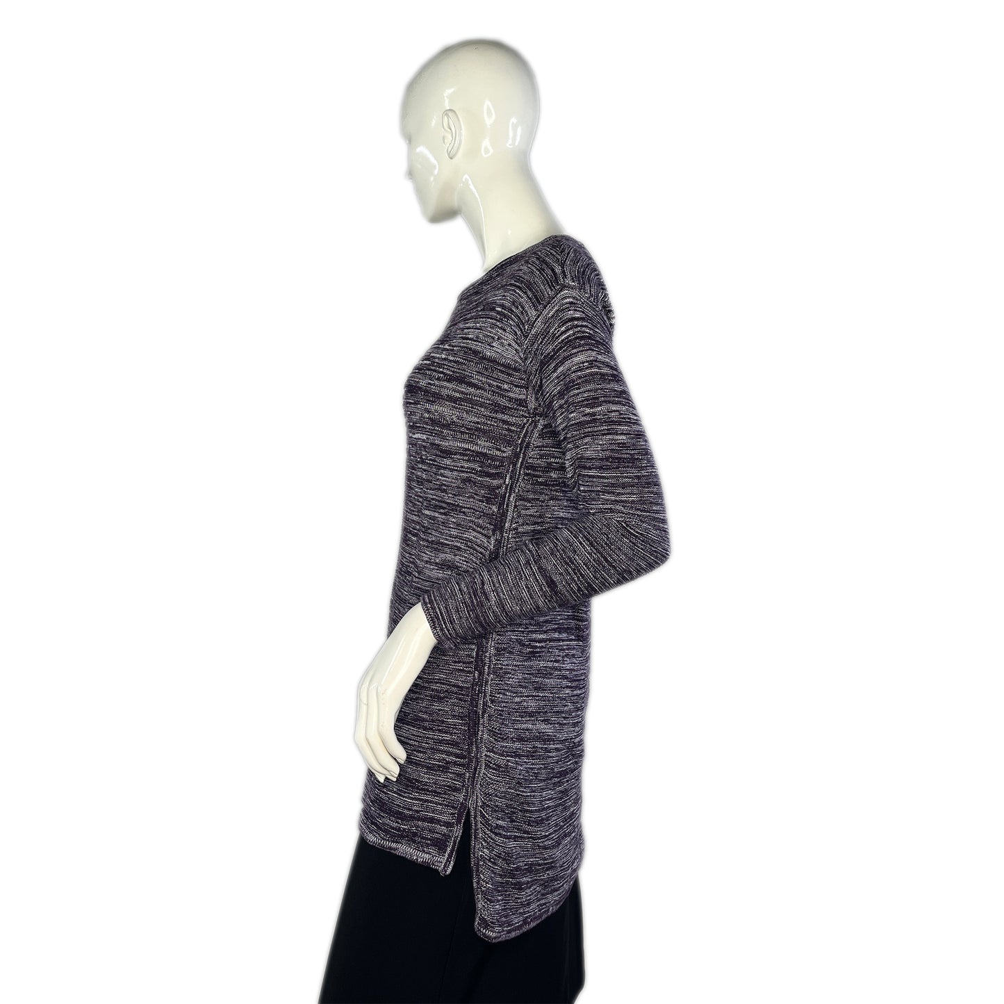 Ellen Tracy Top Long Sleeves Knit Purple, White Size M SKU 000256-8
